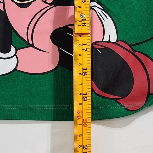 H&M Girls Disney Minnie Mouse & Figaro Christmas Holiday Green T-Shirt Size 8-10 - Picture 9 of 9